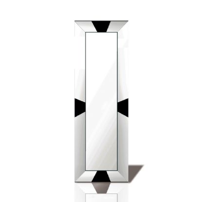 IM60714  Talut Black Trapezium Cut Detailed Mirror *COLLECTION ONLY*